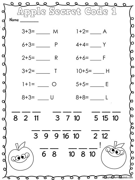 Apple Math And Literacy Fun Kindergarten Math Worksheets Addition