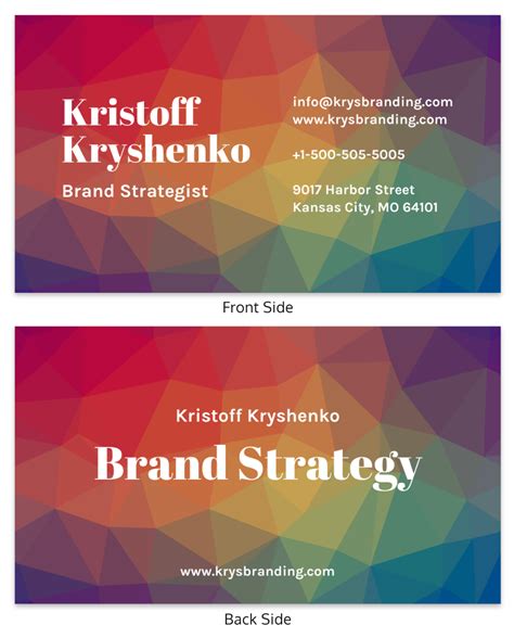 Brand Strategy Personal Business Card Venngage