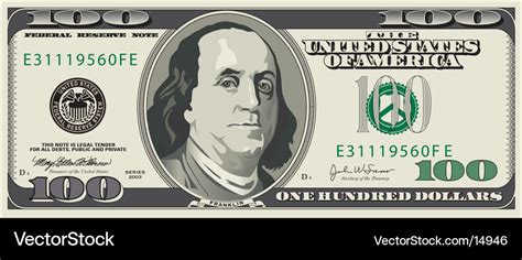 100 Dollar Bill Royalty Free Vector Image Vectorstock
