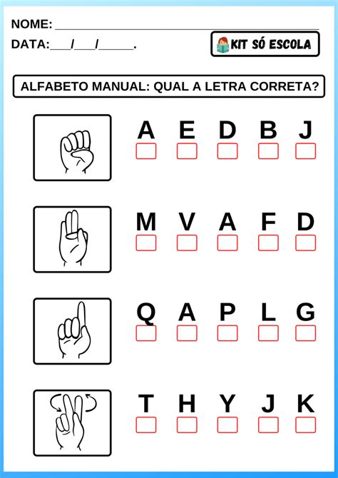 Atividades de Libras Atividades Educativas SÓ ESCOLA