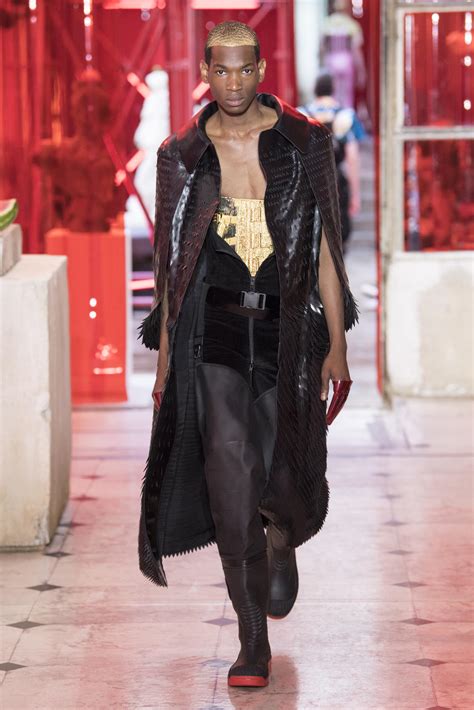 For the designer's spring/summer 2020 show, leon dame closed the show wearing a black belted jacket, cadet hat and knee boots. MAISON MARGIELA SPRING SUMMER 2019 MEN'S COLLECTION | The ...