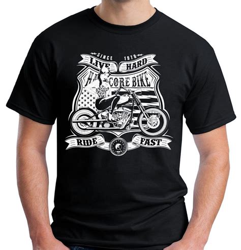 2018 Fashion New Mens Hardcore Biker T Shirt Motorcycles Vintage Retro
