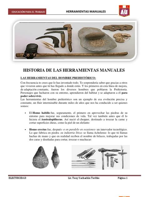 Historia De Las Herramientas Manuales Herramientas Homo Prueba