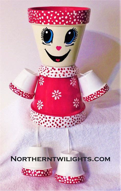 Cranberry Girl Lady Flower Pot Person People With Images Clay
