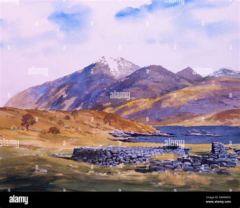 Loch Etive Scottish Highlands Landscape Scotland Watercolour Painting