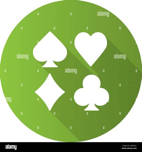 Suits Of Playing Cards Flat Design Long Shadow Glyph Icon Spade Clubs