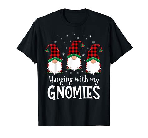 Hanging With My Gnomies Funny Red Plaid Christmas Gnome T Shirt