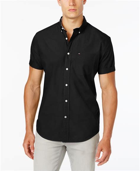 Tommy Hilfiger Maxwell Short Sleeve Button Down Shirt In Black For Men