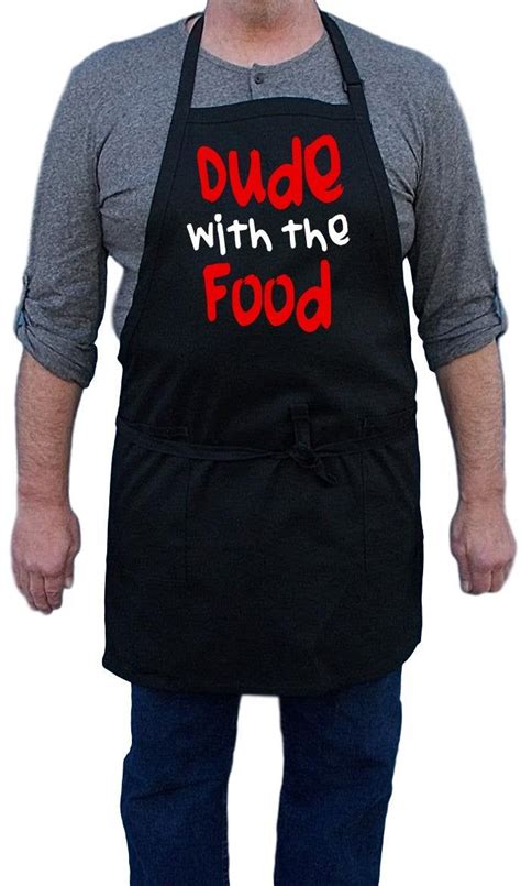 Black Barbecue Apron Dude With The Food Funny Aprons For Men Etsy Funny Aprons For Men