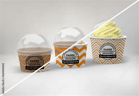 Ice Cream Cups Packaging Mockup Stock Template Adobe Stock