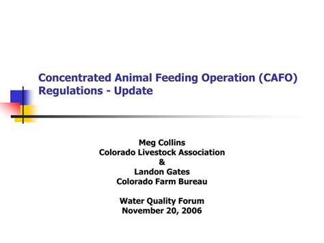 Ppt Concentrated Animal Feeding Operation Cafo Regulations Update