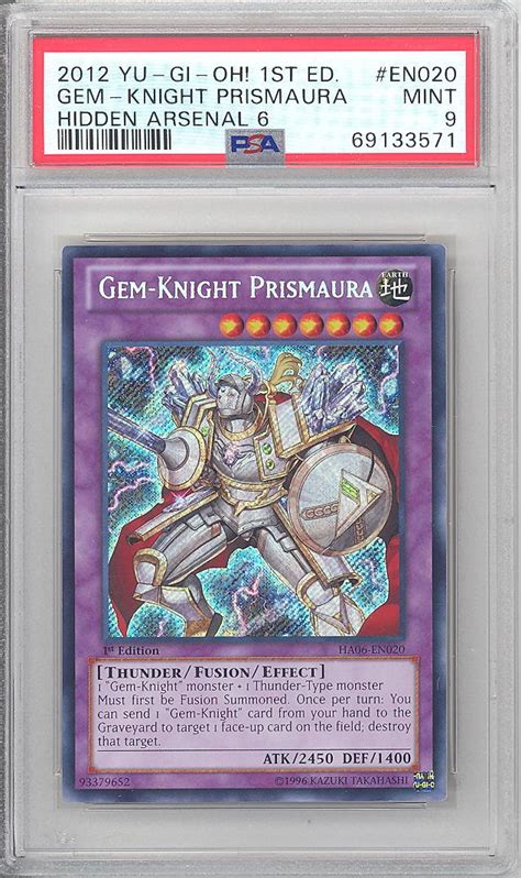 Psa 9 Yu Gi Oh Card Ha06 En020 Gem Knight Prismaura Secret Rare