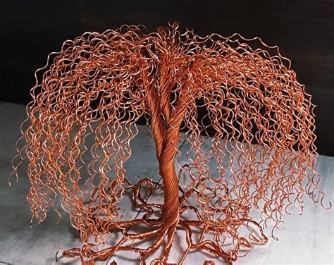 Wire Tree Sculpture Weeping Willow Copper Wire Decor Home T Rustic