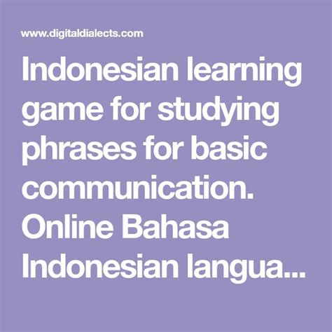 Indonesian Learning Game For Studying Phrases For Basic Communication