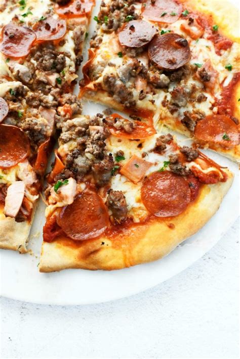 Homemade Meat Lovers Pizza Recipe Sizzling Eats