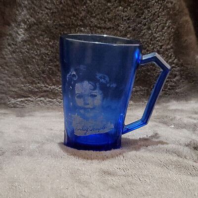 Vintage S Hazel Atlas Shirley Temple Cobalt Blue Glass Cup Mug