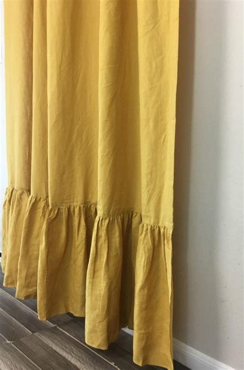 Get the best deals on yellow shower curtains. Mustard gold linen shower curtain with mermaid long ...