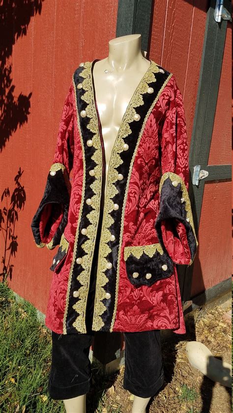 Red And Black Hand Make Pirate Coat Etsy