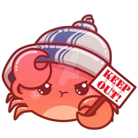 A Cartoon Crab With A Keep Out Sign On Its Head And Wearing A Hat