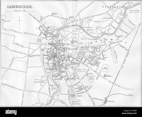 Cambs Cambridge Town Plan 1874 Antique Map Stock Photo Alamy