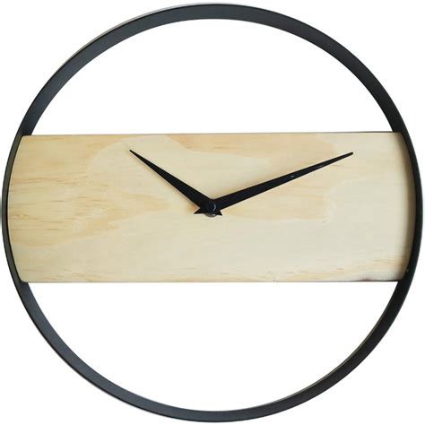 Modern Metal And Wood Wall Clock 30cm Contemporary Clocks