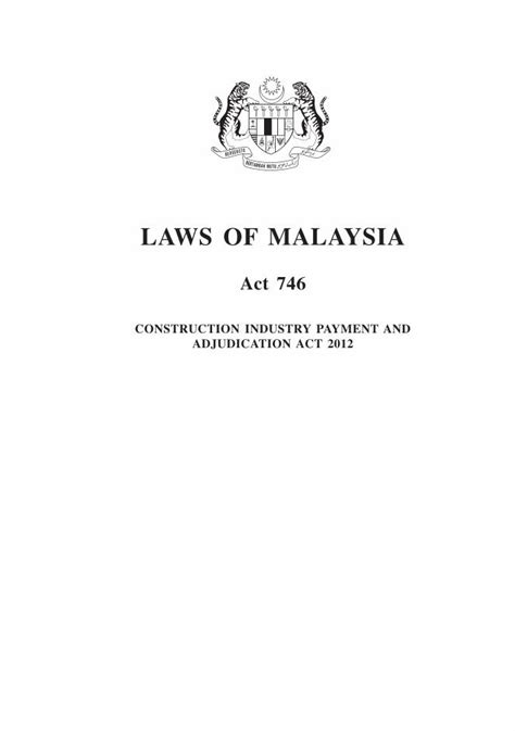 Pdf Laws Of Malaysia Adjudication Act 746 · Laws Of Malaysia Act