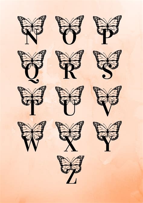 Butterfly Monogram Alphabet Set Svg File For Cricut Etsy