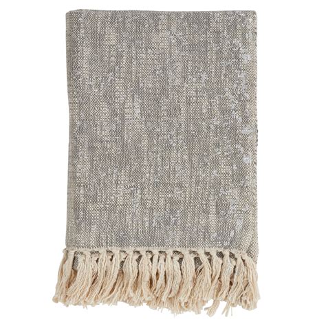 Unique Metallic Print Design 100 Cotton Throw Blanket With Tassels