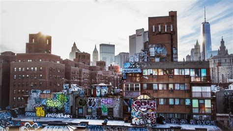 Wallpaper New York Usa City Skyscrapers Graffiti Houses Buildings