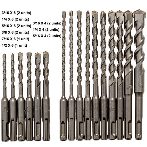 16pcs Sds Plus Drill Bit Rotary Hammer Concrete Masonry Drill Bits