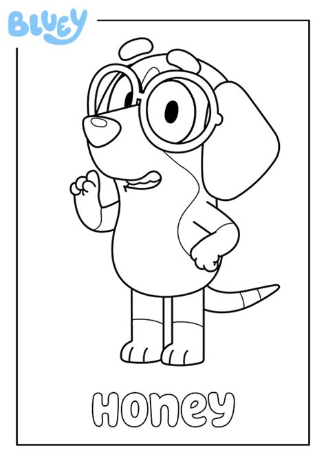 Print Your Own Colouring Sheet Of Blueys Friend Honey In 2021 Mickey