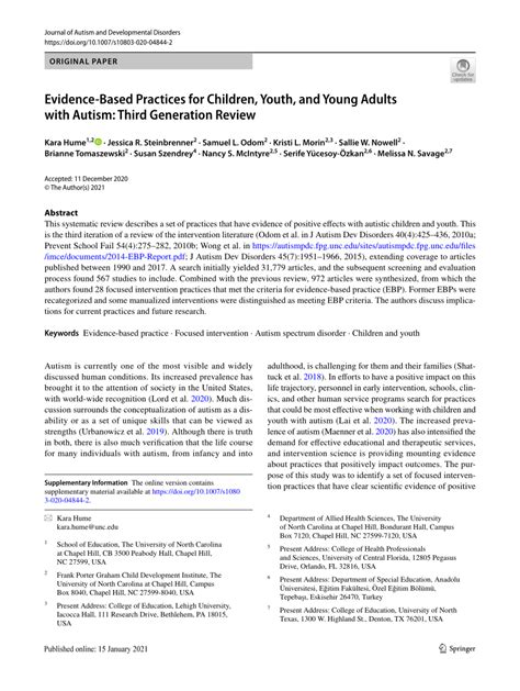 Pdf Evidence Based Practices For Children Youth And Young Adults
