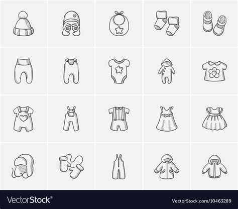 Baby Clothes Sketch Icon Set Royalty Free Vector Image
