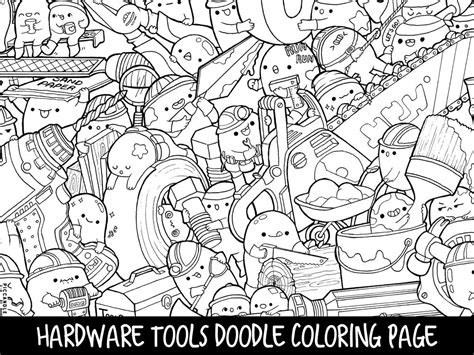 Kawaii doodle class book + giveaway! Hardware Tools Doodle Coloring Page Printable Cute/Kawaii ...