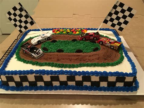 Dirt Track Racers Cake Use Green Dyed Coconut For The Grass And Licorice