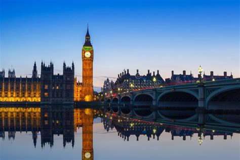 Big Ben And Westminster Bridge In London At Night Stock Photo Image