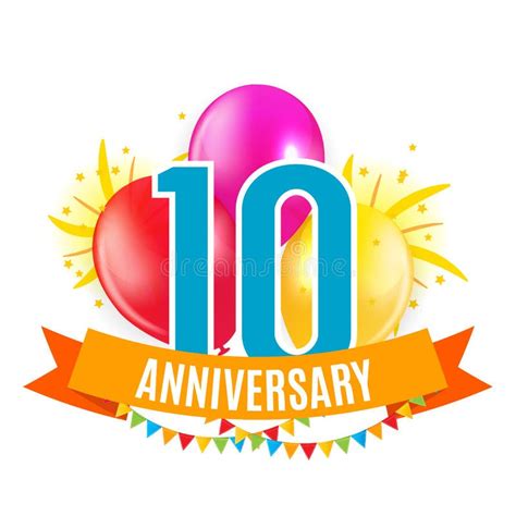 Template 10 Years Anniversary Congratulations Greeting Card With