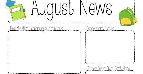 August Printable Newsletter For All Grades The Crafty Teacher
