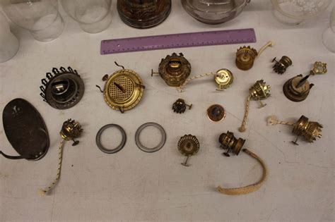 Lot Of Assorted Vintage Oil Lamp Parts