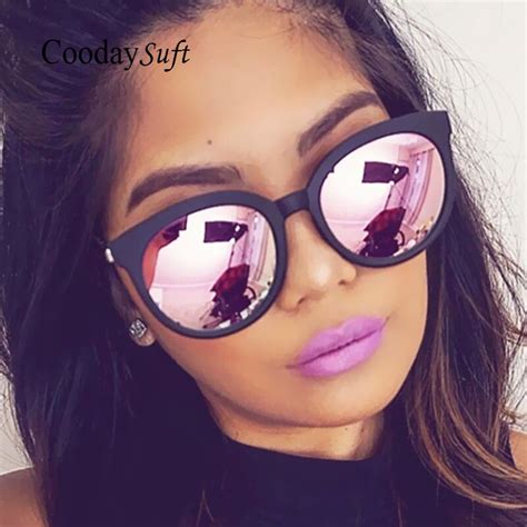 Coodaysuft Cat Eye Sunglasses Brand Design Pink Vintage Women Mirror Uv400 Sun Glasses Vintage