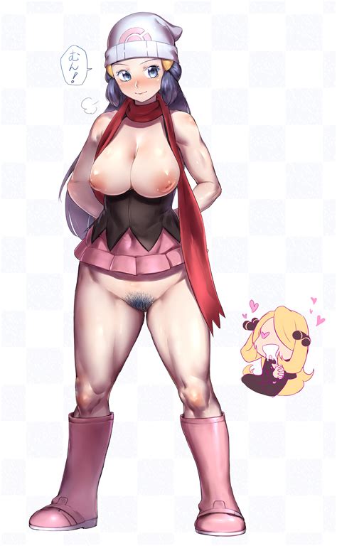 Rule 34 1girls Areolae Blush Boots Breasts Cintia Pokémon Cynthia