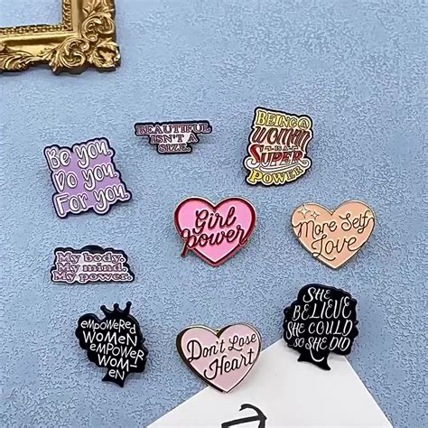 Girl Power Letters Enamel Pins Dont Lose Heart Self Love Brooches Lapel Badges Feminism Jewelry