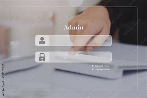 Admin Login Screen Background On The Touch Keyboard Stock Photo