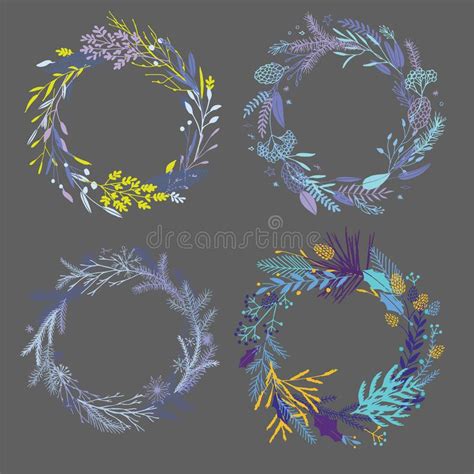 Floral Round Wreaths Stock Vector Illustration Of Badge 126627703