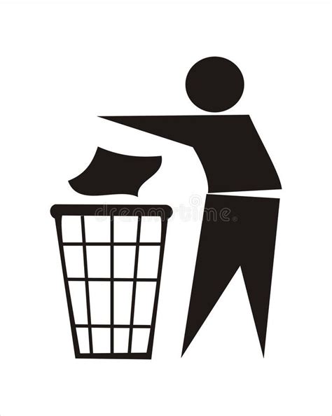 Trash Sign Figure Of Person Throwing Garbage Into A Trash Can AFF