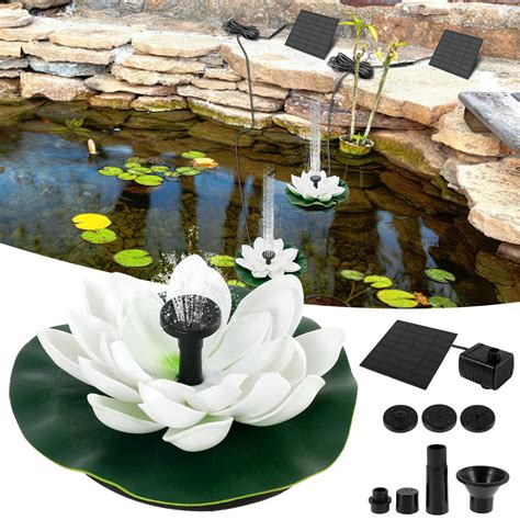 Ztoo Led Solar Powered Lotus Flower Floating Fountain Pond Garden Pool
