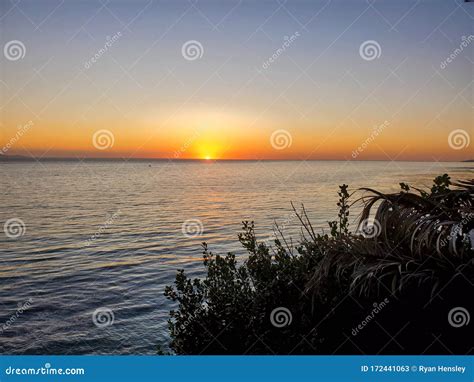 Beautiful Ocean Sunset Captured On The West Coast In Long Beach Ca