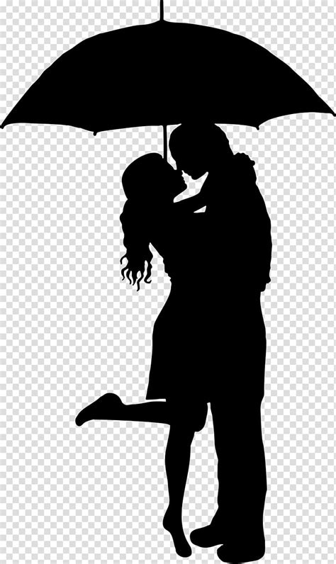 Couple Kissing Silhouette Umbrella Clip Art