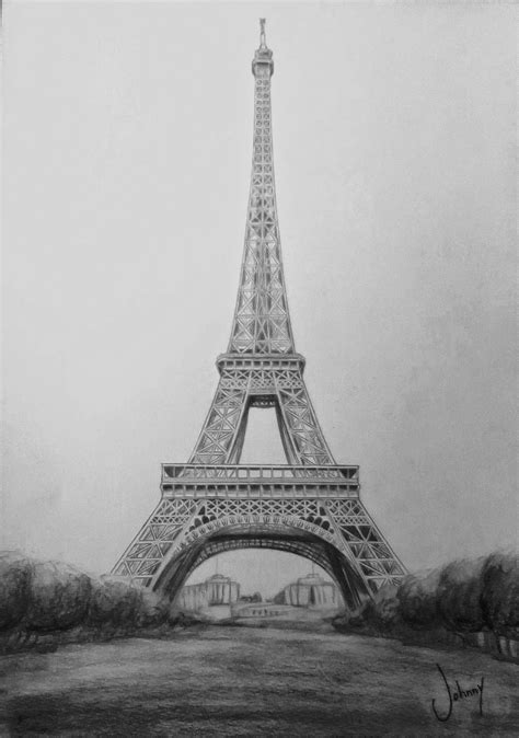 Eiffel tower in sketch style. Johnny Santt: Desenho Realista Torre Eiffel - O primeiro ...