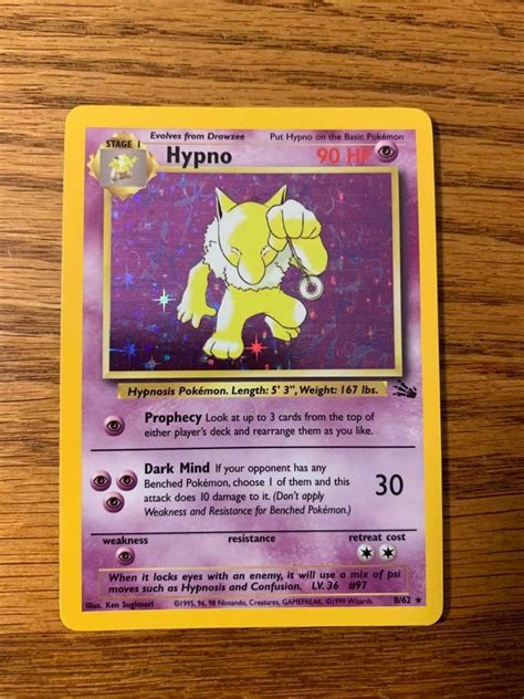 Hypno Holofoil Lightly Used Real Pokemon Card 23 62 Base Etsy